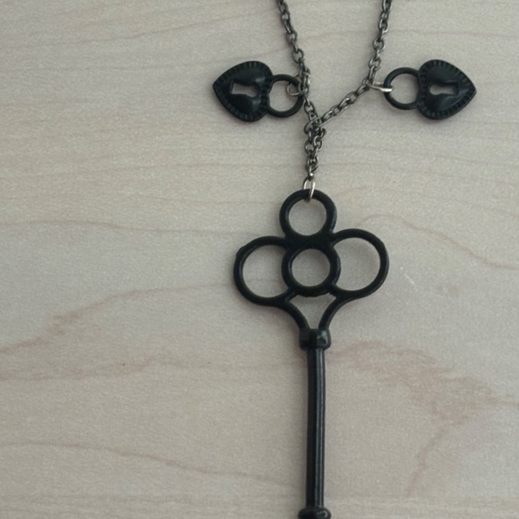 New “Key to Your Heart” Handmade Key Necklace w/ Heart Key & Gemstone Charms - Picture 5 of 8